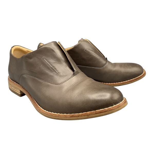 Clarks Edenvale Opal Shoes Size 8 1/2 M Oxford Style Leth Gray Slip On Leather - Picture 1 of 11